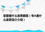 至愛(ài)是什么意思解釋（專A是什么意思簡(jiǎn)介介紹）
