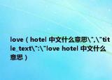love（hotel 中文什么意思