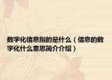 數(shù)字化信息指的是什么（信息的數(shù)字化什么意思簡(jiǎn)介介紹）