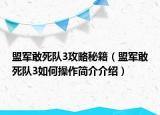 盟軍敢死隊3攻略秘籍（盟軍敢死隊3如何操作簡介介紹）