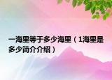 一海里等于多少海里（1海里是多少簡介介紹）