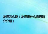 友盡怎么說（友盡是什么意思簡介介紹）