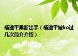 楊建平果斷出手（楊建平被ko過(guò)幾次簡(jiǎn)介介紹）