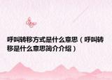 呼叫轉(zhuǎn)移方式是什么意思（呼叫轉(zhuǎn)移是什么意思簡(jiǎn)介介紹）