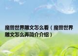魔獸世界雕文怎么看（魔獸世界雕文怎么弄簡(jiǎn)介介紹）