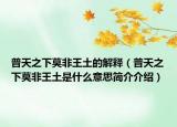 普天之下莫非王土的解釋（普天之下莫非王土是什么意思簡介介紹）