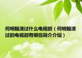 何明翰演過什么電視劇（何明翰演過的電視劇有哪些簡介介紹）