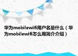 華為mobilewifi用戶名是什么（華為mobilewifi怎么用簡介介紹）