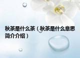 秋茶是什么茶（秋茶是什么意思簡介介紹）