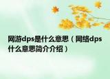 網(wǎng)游dps是什么意思（網(wǎng)絡dps什么意思簡介介紹）