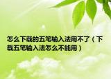 怎么下載的五筆輸入法用不了（下載五筆輸入法怎么不能用）