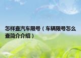 怎樣查汽車限號（車輛限號怎么查簡介介紹）