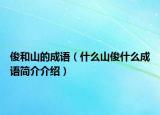 俊和山的成語(yǔ)（什么山俊什么成語(yǔ)簡(jiǎn)介介紹）