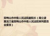雙鴨山市中級人民法院副院長（周立波 黑龍江省雙鴨山市中級人民法院審判委員會委員）
