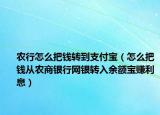 農(nóng)行怎么把錢(qián)轉(zhuǎn)到支付寶（怎么把錢(qián)從農(nóng)商銀行網(wǎng)銀轉(zhuǎn)入余額寶賺利息）