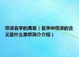 帶澤名字的寓意（名字中帶澤的含義是什么意思簡介介紹）