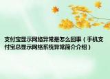 支付寶顯示網(wǎng)絡(luò)異常是怎么回事（手機(jī)支付寶總顯示網(wǎng)絡(luò)系統(tǒng)異常簡(jiǎn)介介紹）