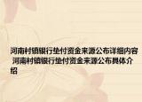 河南村鎮(zhèn)銀行墊付資金來源公布詳細(xì)內(nèi)容 河南村鎮(zhèn)銀行墊付資金來源公布具體介紹