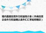 境內(nèi)直接投資外方權(quán)益統(tǒng)計(jì)表（外商投資企業(yè)外方權(quán)益確認(rèn)表外匯匯率如何確定）