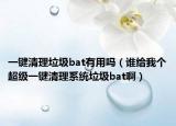 一鍵清理垃圾bat有用嗎（誰給我個(gè)超級(jí)一鍵清理系統(tǒng)垃圾bat啊）
