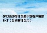 夢幻西游為什么要下載客戶端跟補(bǔ)丁（分別有什么用）