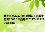 數(shù)字五筆2013永久激活碼（求數(shù)字五筆2005.1產(chǎn)品號(hào)02011741232930注冊(cè)碼）