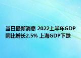 當日最新消息 2022上半年GDP同比增長2.5% 上海GDP下跌