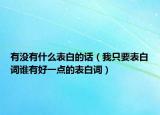 有沒有什么表白的話（我只要表白詞誰有好一點(diǎn)的表白詞）