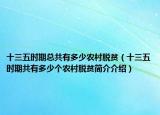 十三五時(shí)期總共有多少農(nóng)村脫貧（十三五時(shí)期共有多少個(gè)農(nóng)村脫貧簡(jiǎn)介介紹）