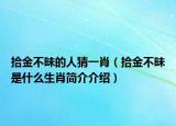 拾金不昧的人猜一肖（拾金不昧是什么生肖簡介介紹）