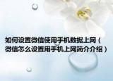 如何設(shè)置微信使用手機(jī)數(shù)據(jù)上網(wǎng)（微信怎么設(shè)置用手機(jī)上網(wǎng)簡介介紹）