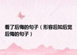 看了后悔的句子（形容后知后覺后悔的句子）