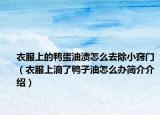衣服上的鴨蛋油漬怎么去除小竅門（衣服上滴了鴨子油怎么辦簡介介紹）