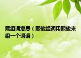 熙組詞意思（熙俊組詞用熙俊來組一個詞語）