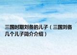 三國時期劉備的兒子（三國劉備幾個兒子簡介介紹）