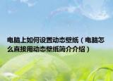 電腦上如何設(shè)置動態(tài)壁紙（電腦怎么直接用動態(tài)壁紙簡介介紹）