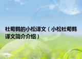 杜荀鶴的小松譯文（小松杜荀鶴譯文簡介介紹）