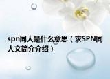 spn同人是什么意思（求SPN同人文簡介介紹）