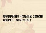意欲捕鳴蟬的下句是什么（意欲捕鳴蟬的下一句簡介介紹）