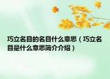 巧立名目的名目什么意思（巧立名目是什么意思簡(jiǎn)介介紹）