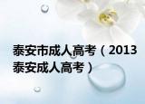 泰安市成人高考（2013泰安成人高考）
