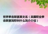 世界拳擊聯(lián)賽英文名（美國職業(yè)拳擊聯(lián)賽簡稱叫什么簡介介紹）