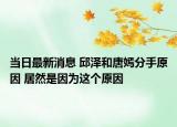 當(dāng)日最新消息 邱澤和唐嫣分手原因 居然是因為這個原因