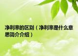 凈利率的區(qū)別（凈利率是什么意思簡介介紹）