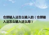 倉頡輸入法怎么輸入的（倉頡輸入法怎么輸入這么用）