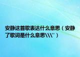 安靜這首歌表達(dá)什么意思（安靜了歌詞是什么意思\
