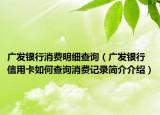 廣發(fā)銀行消費(fèi)明細(xì)查詢（廣發(fā)銀行信用卡如何查詢消費(fèi)記錄簡介介紹）