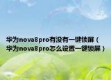華為nova8pro有沒有一鍵鎖屏（華為nova8pro怎么設(shè)置一鍵鎖屏）