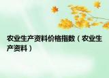 農(nóng)業(yè)生產(chǎn)資料價(jià)格指數(shù)（農(nóng)業(yè)生產(chǎn)資料）