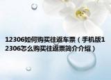 12306如何購(gòu)買往返車票（手機(jī)版12306怎么購(gòu)買往返票簡(jiǎn)介介紹）